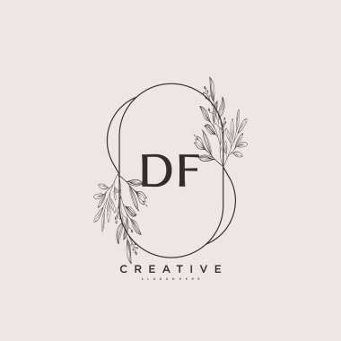 DF ilk logo sanatı, ilk imzadan oluşan el yazısı logosu, düğün, moda, mücevher, butik, çiçek ve botanik, herhangi bir şirket veya işletme için yaratıcı şablona sahip..