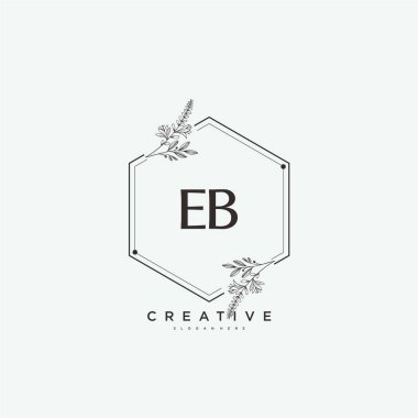EB 'nin ilk logo sanatı, ilk imzadan oluşan el yazısı logosu, düğün, moda, mücevher, butik, çiçek ve botanik, herhangi bir şirket veya işletme için yaratıcı şablona sahip..