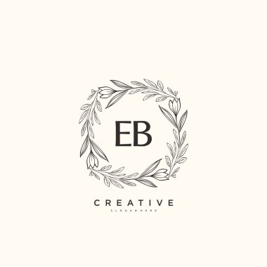 EB 'nin ilk logo sanatı, ilk imzadan oluşan el yazısı logosu, düğün, moda, mücevher, butik, çiçek ve botanik, herhangi bir şirket veya işletme için yaratıcı şablona sahip..