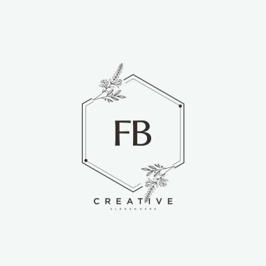 FB ilk logo sanatı, ilk imzadan oluşan el yazısı logosu, düğün, moda, mücevher, butik, çiçek ve botanik, herhangi bir şirket veya işletme için yaratıcı şablona sahip..