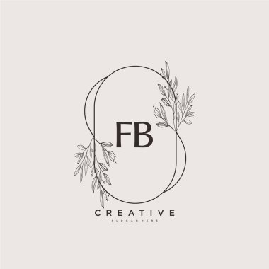FB ilk logo sanatı, ilk imzadan oluşan el yazısı logosu, düğün, moda, mücevher, butik, çiçek ve botanik, herhangi bir şirket veya işletme için yaratıcı şablona sahip..