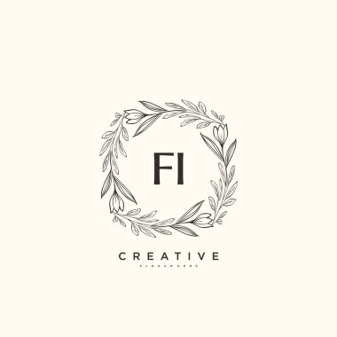 FI Beauty vektör ilk logo sanat, el yazısı ilk imza, düğün, moda, mücevher, butik, çiçek ve botanik herhangi bir şirket veya işletme için yaratıcı şablon ile.