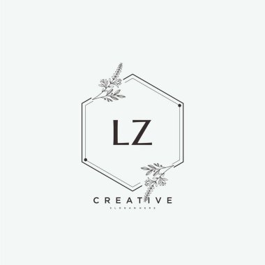 LZ güzellik vektörü başlangıç logosu, ilk imzadan oluşan el yazısı logosu, düğün, moda, mücevher, butik, çiçek ve botanik, herhangi bir şirket veya işletme için yaratıcı şablona sahip..