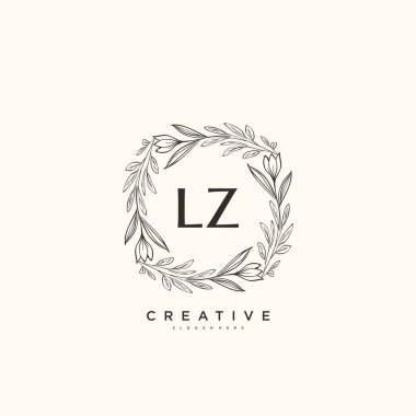 LZ güzellik vektörü başlangıç logosu, ilk imzadan oluşan el yazısı logosu, düğün, moda, mücevher, butik, çiçek ve botanik, herhangi bir şirket veya işletme için yaratıcı şablona sahip..