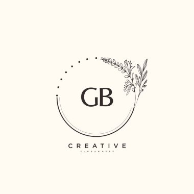 GB Güzellik vektörü ilk logo sanatı, ilk imzadan oluşan el yazısı logosu, düğün, moda, mücevher, butik, çiçek ve botanik, herhangi bir şirket veya işletme için yaratıcı şablona sahip..