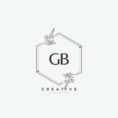 GB Güzellik vektörü ilk logo sanatı, ilk imzadan oluşan el yazısı logosu, düğün, moda, mücevher, butik, çiçek ve botanik, herhangi bir şirket veya işletme için yaratıcı şablona sahip..