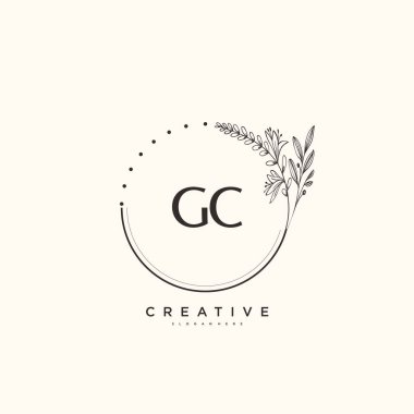 GC Beauty vektör ilk logo sanatı, ilk imzadan oluşan el yazısı logosu, düğün, moda, mücevher, butik, çiçek ve herhangi bir şirket veya işletme için yaratıcı şablona sahip botanik..