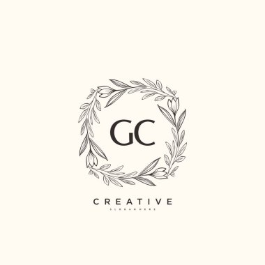 GC Beauty vektör ilk logo sanatı, ilk imzadan oluşan el yazısı logosu, düğün, moda, mücevher, butik, çiçek ve herhangi bir şirket veya işletme için yaratıcı şablona sahip botanik..