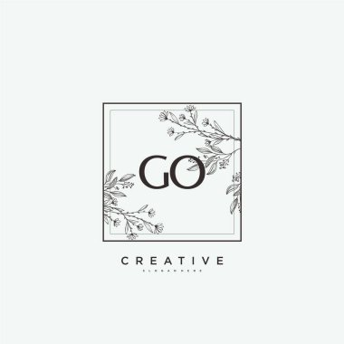 GO Beauty vektör başlangıç logosu, başlangıç imzalı el yazısı logosu, düğün, moda, mücevher, butik, çiçek ve botanik herhangi bir şirket veya işletme için yaratıcı şablona sahip..