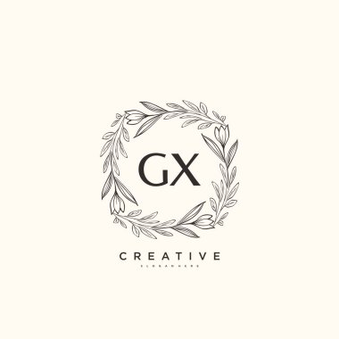 GX güzellik vektörü başlangıç logosu, başlangıç imzası, düğün, moda, mücevher, butik, çiçek ve botanik, herhangi bir şirket veya işletme için yaratıcı şablona sahip el yazısı logosu..