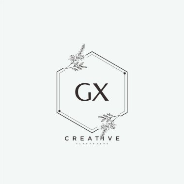 GX güzellik vektörü başlangıç logosu, başlangıç imzası, düğün, moda, mücevher, butik, çiçek ve botanik, herhangi bir şirket veya işletme için yaratıcı şablona sahip el yazısı logosu..