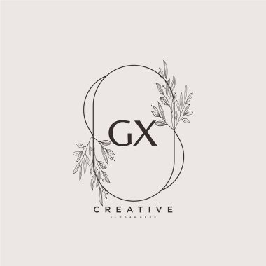 GX güzellik vektörü başlangıç logosu, başlangıç imzası, düğün, moda, mücevher, butik, çiçek ve botanik, herhangi bir şirket veya işletme için yaratıcı şablona sahip el yazısı logosu..