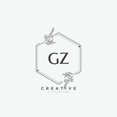 GZ ilk logo sanatı, ilk imzadan oluşan el yazısı logosu, düğün, moda, mücevher, butik, çiçek ve botanik, herhangi bir şirket veya işletme için yaratıcı şablona sahip..