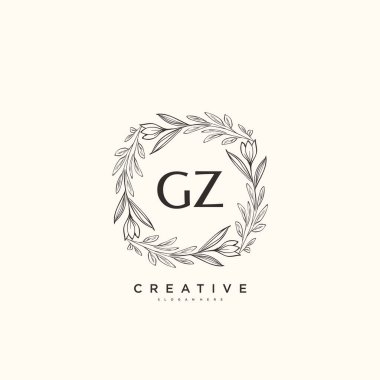 GZ ilk logo sanatı, ilk imzadan oluşan el yazısı logosu, düğün, moda, mücevher, butik, çiçek ve botanik, herhangi bir şirket veya işletme için yaratıcı şablona sahip..