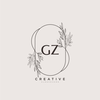 GZ ilk logo sanatı, ilk imzadan oluşan el yazısı logosu, düğün, moda, mücevher, butik, çiçek ve botanik, herhangi bir şirket veya işletme için yaratıcı şablona sahip..