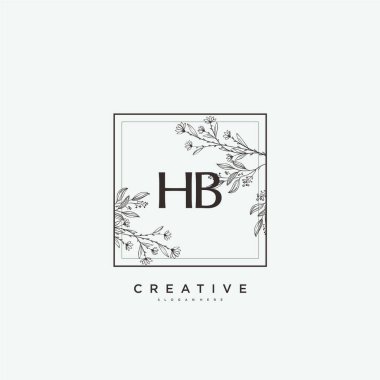 HB 'nin ilk logo sanatı, ilk imzadan oluşan el yazısı logosu, düğün, moda, mücevher, butik, çiçek ve botanik, herhangi bir şirket veya işletme için yaratıcı şablona sahip..