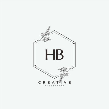 HB 'nin ilk logo sanatı, ilk imzadan oluşan el yazısı logosu, düğün, moda, mücevher, butik, çiçek ve botanik, herhangi bir şirket veya işletme için yaratıcı şablona sahip..