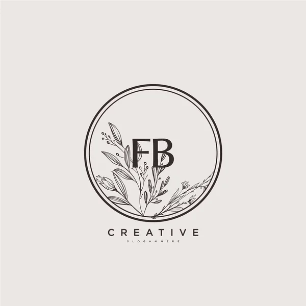 Fb美容ベクトル初期ロゴアート 任意の会社やビジネスのための創造的なテンプレートと初期署名 結婚式 ファッション ジュエリー ブティック 花や植物の手書きのロゴ — ストックベクタ