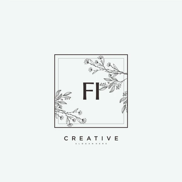 Fi美容ベクトル初期ロゴアート 任意の会社やビジネスのための創造的なテンプレートと初期署名 結婚式 ファッション ジュエリー ブティック 花や植物の手書きのロゴ — ストックベクタ