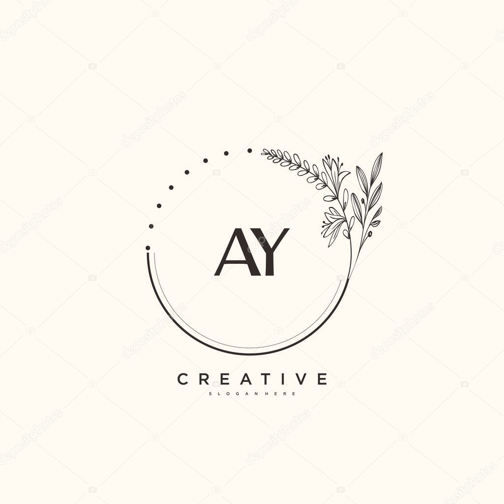 AY Beauty vector initial logo art, handwriting logo of initial signature, wedding, fashion, jewerly, boutique, floral and botanical with creative template for any company or business.