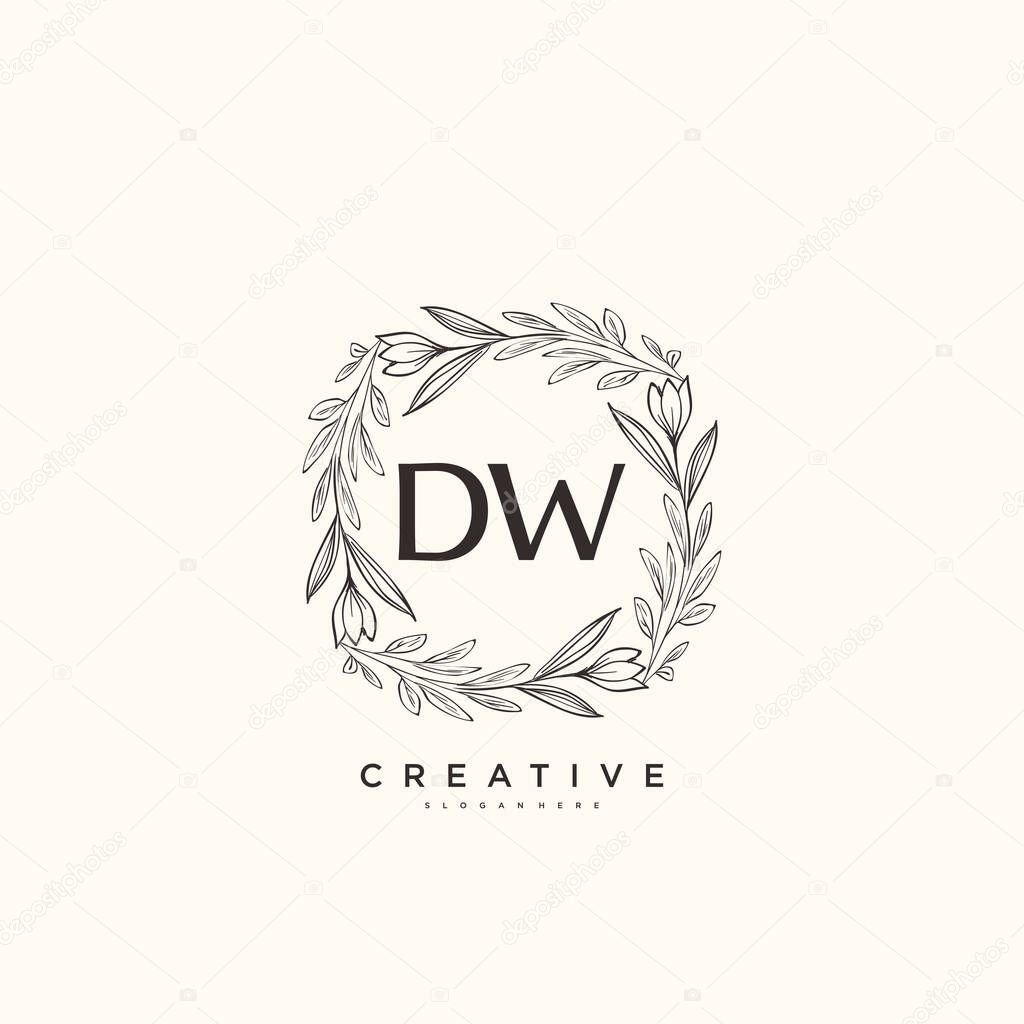 DW Beauty vector initial logo art, handwriting logo of initial signature, wedding, fashion, jewerly, boutique, floral and botanical with creative template for any company or business.
