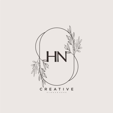 HN güzellik vektörü başlangıç logosu, ilk imzadan oluşan el yazısı logosu, düğün, moda, mücevher, butik, çiçek ve botanik, herhangi bir şirket veya işletme için yaratıcı şablona sahip..