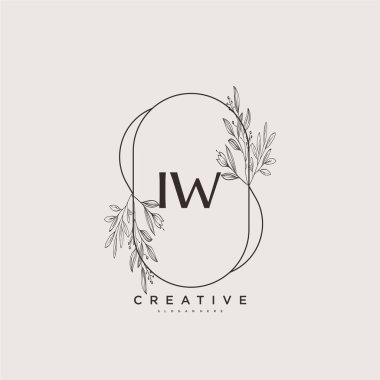 IW ilk logo sanatı, ilk imzadan oluşan el yazısı logosu, düğün, moda, mücevher, butik, çiçek ve botanik, herhangi bir şirket veya işletme için yaratıcı şablona sahip..