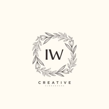 IW ilk logo sanatı, ilk imzadan oluşan el yazısı logosu, düğün, moda, mücevher, butik, çiçek ve botanik, herhangi bir şirket veya işletme için yaratıcı şablona sahip..