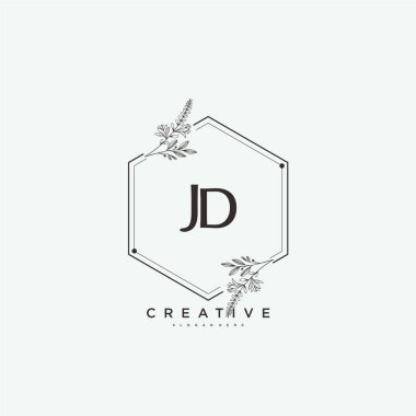 JD güzellik vektörü başlangıç logosu, ilk imzadan oluşan el yazısı logosu, düğün, moda, mücevher, butik, çiçek ve botanik, herhangi bir şirket veya işletme için yaratıcı şablona sahip..