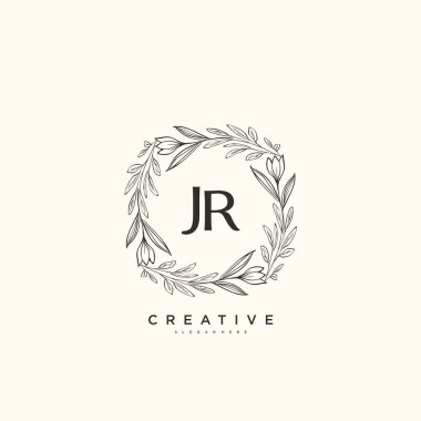 JR Beauty vektör ilk logo sanat, el yazısı logosu ilk imza, düğün, moda, mücevher, butik, çiçek ve botanik herhangi bir şirket veya işletme için yaratıcı şablona sahip.