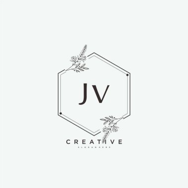 JV Beauty vektör ilk logo sanat, el yazısı ilk imza, düğün, moda, mücevher, butik, çiçek ve botanik herhangi bir şirket veya işletme için yaratıcı şablon ile.