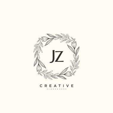 JZ güzellik vektörü başlangıç logosu, imzalı el yazısı logosu, düğün, moda, mücevher, butik, çiçek ve botanik, herhangi bir şirket veya işletme için yaratıcı şablona sahip..