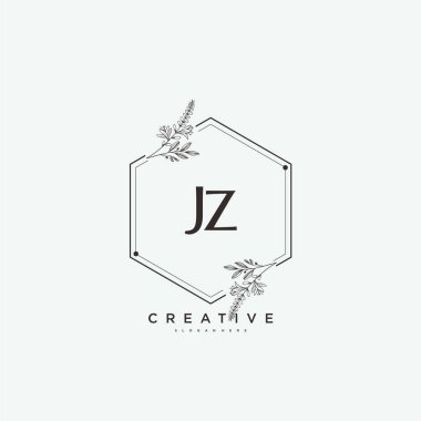 JZ güzellik vektörü başlangıç logosu, imzalı el yazısı logosu, düğün, moda, mücevher, butik, çiçek ve botanik, herhangi bir şirket veya işletme için yaratıcı şablona sahip..
