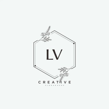 LV Beauty vektör ilk logo sanat, el yazısı ilk imza, düğün, moda, mücevher, butik, çiçek ve botanik herhangi bir şirket veya işletme için yaratıcı şablon ile.