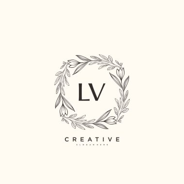 LV Beauty vektör ilk logo sanat, el yazısı ilk imza, düğün, moda, mücevher, butik, çiçek ve botanik herhangi bir şirket veya işletme için yaratıcı şablon ile.
