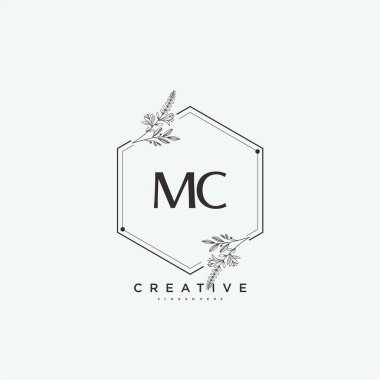 MC Beauty vektör ilk logo sanat, el yazısı ilk imza, düğün, moda, mücevher, butik, çiçek ve botanik herhangi bir şirket veya işletme için yaratıcı şablon ile.