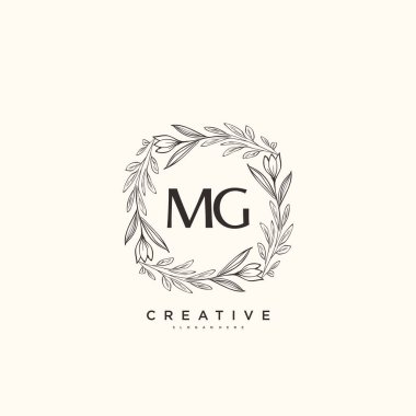 MG Güzellik Vektörü ilk logosu, ilk imzadan oluşan el yazısı logosu, düğün, moda, mücevher, butik, çiçek ve botanik, herhangi bir şirket veya işletme için yaratıcı şablona sahip..