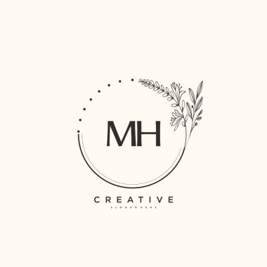 MH Beauty vektör ilk logo sanatı, ilk imzadan oluşan el yazısı logosu, düğün, moda, mücevher, butik, çiçek ve botanik, herhangi bir şirket veya işletme için yaratıcı şablona sahip..