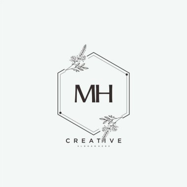 MH Beauty vektör ilk logo sanatı, ilk imzadan oluşan el yazısı logosu, düğün, moda, mücevher, butik, çiçek ve botanik, herhangi bir şirket veya işletme için yaratıcı şablona sahip..