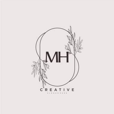 MH Beauty vektör ilk logo sanatı, ilk imzadan oluşan el yazısı logosu, düğün, moda, mücevher, butik, çiçek ve botanik, herhangi bir şirket veya işletme için yaratıcı şablona sahip..