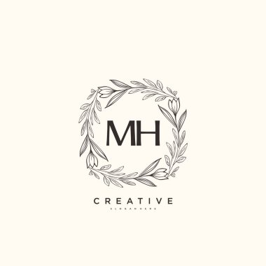 MH Beauty vektör ilk logo sanatı, ilk imzadan oluşan el yazısı logosu, düğün, moda, mücevher, butik, çiçek ve botanik, herhangi bir şirket veya işletme için yaratıcı şablona sahip..