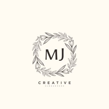 MJ Beauty vektör ilk logo sanatı, ilk imzadan oluşan el yazısı logosu, düğün, moda, mücevher, butik, çiçek ve botanik, herhangi bir şirket veya işletme için yaratıcı şablona sahip..