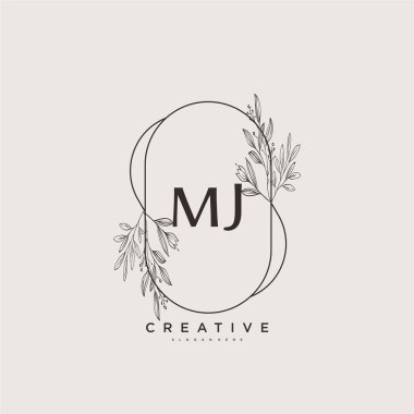 MJ Beauty vektör ilk logo sanatı, ilk imzadan oluşan el yazısı logosu, düğün, moda, mücevher, butik, çiçek ve botanik, herhangi bir şirket veya işletme için yaratıcı şablona sahip..