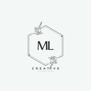 ML Beauty vektör ilk logo sanat, el yazısı ilk imza, düğün, moda, mücevher, butik, çiçek ve botanik herhangi bir şirket veya işletme için yaratıcı şablon ile.