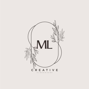 ML Beauty vektör ilk logo sanat, el yazısı ilk imza, düğün, moda, mücevher, butik, çiçek ve botanik herhangi bir şirket veya işletme için yaratıcı şablon ile.