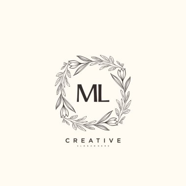 ML Beauty vektör ilk logo sanat, el yazısı ilk imza, düğün, moda, mücevher, butik, çiçek ve botanik herhangi bir şirket veya işletme için yaratıcı şablon ile.