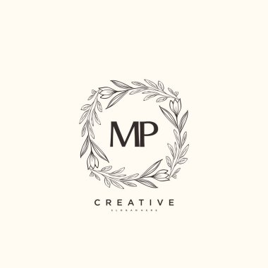 MP Beauty vektör ilk logo sanat, el yazısı ilk imza, düğün, moda, mücevher, butik, çiçek ve botanik herhangi bir şirket veya işletme için yaratıcı şablona sahip.