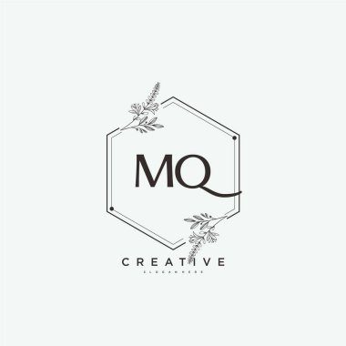 MQ Beauty vektör ilk logo sanat, el yazısı ilk imza, düğün, moda, mücevher, butik, çiçek ve botanik herhangi bir şirket veya işletme için yaratıcı şablon ile.