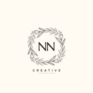 NN Güzellik Vektörü ilk logo sanatı, ilk imzadan oluşan el yazısı logosu, düğün, moda, mücevher, butik, çiçek ve botanik, herhangi bir şirket veya işletme için yaratıcı şablona sahip..