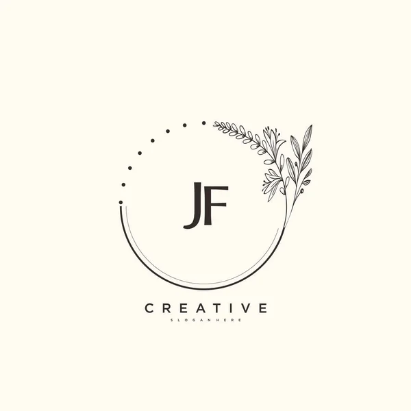 Jf美容ベクトル初期ロゴアート 任意の会社やビジネスのための創造的なテンプレートと初期署名 結婚式 ファッション ジュエリー ブティック 花や植物の手書きのロゴ — ストックベクタ